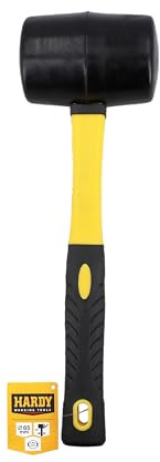 Hardy Working Tools – Maillet Caoutchouc Noir Ø 65 mm – Midi Marteau de Carreleur, Carrossier, Maçon, avec Manche Bi-Matière 2K
