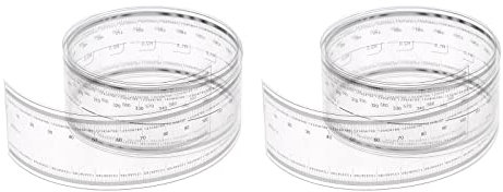 sourcing map 2uds Película Flexible Regla 60cm 0,1mm Escala con R Ángulo y Ancho Líneas PET Plástico Plegable Calibración Suave Regla Medición Herramienta para Fábrica, Transparente