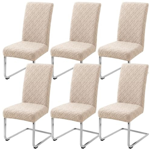 LANSHENG Stuhlhussen 6er Set, Waschbarer Stuhlbezug Schwingstühle, Sand | Stretch Stuhlhussen Schwingstühle, Universal Hussen für Stühle, Küchen, Restaurants und Hotels