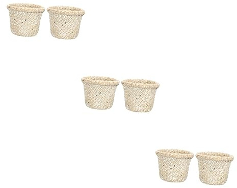 Lot De 3 Corbeilles À Papier En Jonc De Mer Style Vintage Pour Étagères Paniers De Bureau Respirants 2 Pièces X 3