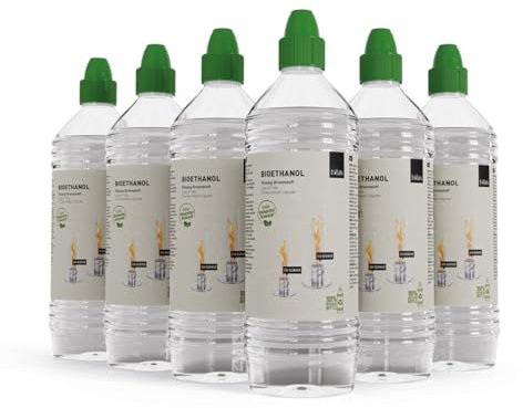 höfats - bioetanolo liquido per SPIN 900 | 1200 - etanolo senza fumo e fuliggine - 6X 1 litro - accessori per Spin 900 | 1200 e Bio-Burner, il camino da tavolo per uso interno ed esterno