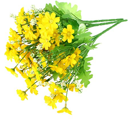 AOKWAWALIY Outdoor- 3st Künstliche Wilde Chrysantheme Gelbe Gänseblümchenimitationsblume Künstliches Gänseblümchen Künstliche Blumen Künstliche Chrysantheme Strauß Draussen Blumendekor