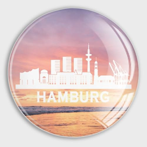 Evans1nism Deutschland Hamburg Skyline Glasmagnete Kühlschrank Reise Geschenk Starke Magnete Stadt Souvenir Starke Kühlschrankmagnete Kühlschrankaufkleber für Büroschränke Whiteboard