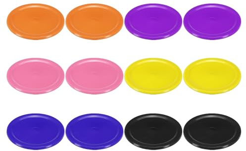 PATIKIL Discos de Air Hockey de 2.5, 12 Piezas de Discos Pesados de Repuesto parac Mesas de Air Hockey, Accesorios de Equipamiento, 2 Piezas por Color
