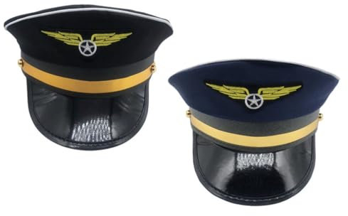 GALPADA 2stücke Mädchen Pilotenkappen Verstellbare Cosplay Kapitänsmütze Für Kostüm Halloween-accessoire Schwarz Blau Für Partys Und Auftritte