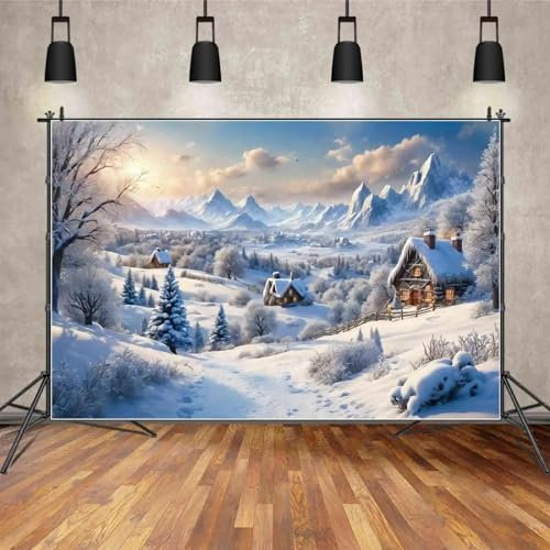 Backdrop weihnachtsdorf Dekorationen hintergründe für Fotografie Schnee Winter bergwald heim hütte Shooting Requisiten