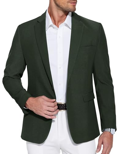 COOFANDY Chaquetas para Hombre Chaqueta Deportiva de Ocio Chaqueta de Negocios para Hombre Chaqueta Traje Deportivo Chaquetas con Solapas con Muescas Traje Elegante Boda Verde Oscuro XXL