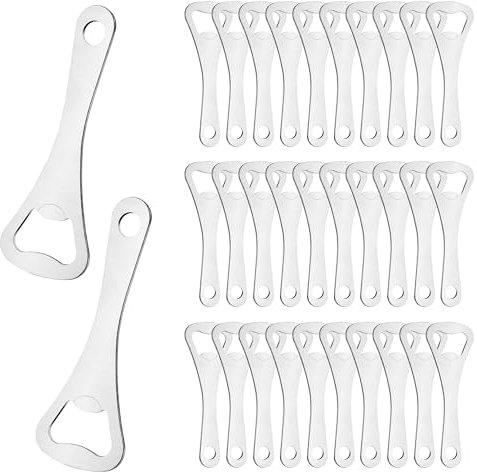 30PCS Abridores de Botellas de Acero Inoxidable, Abrebotellas Planos, Abrebotellas de Cerveza para Familia Cocina KTV Bar (Plata)