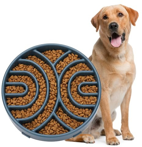 WHIPPY Slow Feeder Dog Bowls Anti-Choking Maze Dog Food Bowl Anti-Slip Interactive Dog Puzzle Feeder Dog Bowl Pet Bowl for Large Medium Dogs,Dark Blue