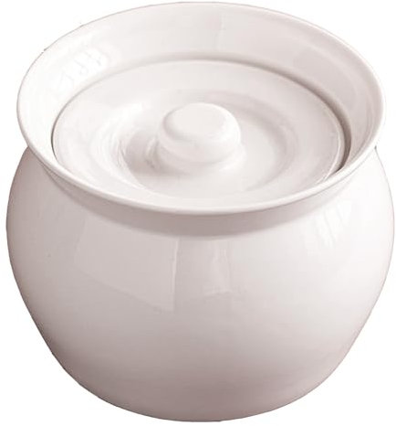 TAMUME Tureen de porcelana, elegante olla de sopa con tapa para conservar el sabor natural, color blanco
