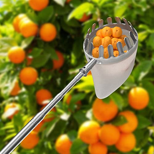 ZTZBFGM 6.8 ft, Cueilleurs de Fruits Télescopique, Cueille Pomme Outil de Ramassage de Fruits Réglable avec Sac de Collecte pour Cueillir des Pommes en Hauteur/Cueillir Prunes