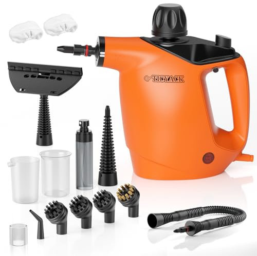 TICYACK Handheld Steam Cleaner, 500ML & Continuous Steam, 16 PCS, Orange