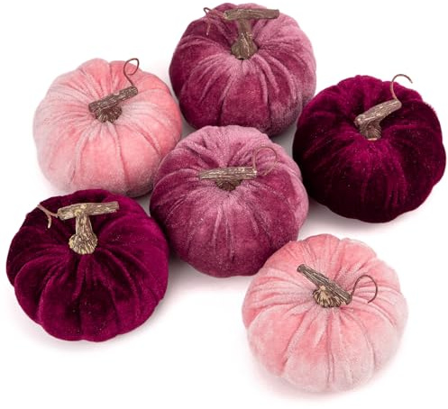 Oairse 6er-Set künstliche Samt-Kürbisse 10cm Künstlicher Kürbis für für Herbstdeko, Halloween DIY-Herbstdekorationen, Herzstück für Herbsthochzeit, Herbst-Wohnkultur, Thanksgiving-Dekoration