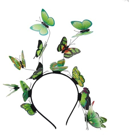TUANMOZI Schmetterling Haarreif Damen Schmetterlings Stirnbänder Karneval Schmetterling Fasching Karneval Haarband Karneval (Grün, Einheitsgröße)