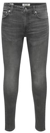 ONLY & SONS Onswarp Skinny Box PIM DNM Otl, Medium Grey Denim, 34W / 34L Hommes