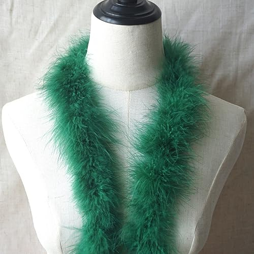 Federboa Damen,2m Flauschige Feder Boas,Feder Schal Federstola Feder-Boa aus Truthahnfedern Federschal Karneval Kostüm für 20er Jahre Charleston Mottoparty Weihnachten,Dunkelgrün
