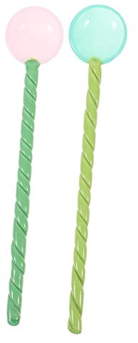 CONGARTENO 2piezas Palitos para Bebidas De Vidrio Reutilizable para Cócteles y Postres Mango Resistente y Seguro