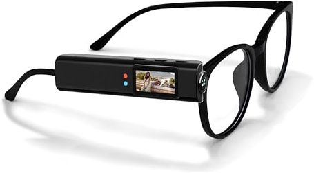 Pufei Smart Camera Glasses 2.7K HD Recording - WiFi Enabled h-idden Video Glasses with 0.96 IPS Screen | Sports DV for Driving, Hiking, Meetings | 60-Min Battery & Voice Control（Mit 128GB Card）