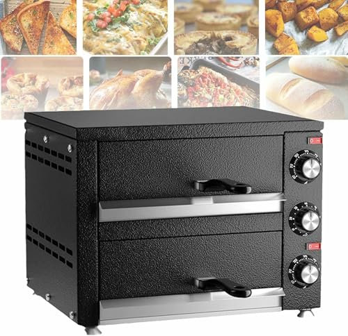 GZYHDC Horno de Pizza de sobremesa, eléctrico de 2 Niveles, de Acero Inoxidable, para Uso Comercial, con Temporizador, para Uso doméstico y Comercial.