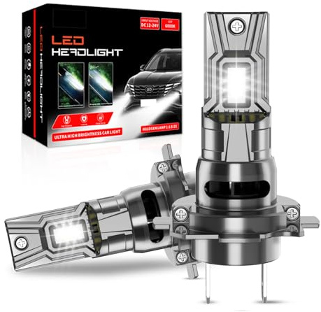 TearraMotion H7 LED Headlight Bulbs,6500K Cool White,400% Brighter Headlight Bulbs,11000LM Headlight Bulb with Fans, 1:1 H7 LED Hologen Replacement,Plug and Play