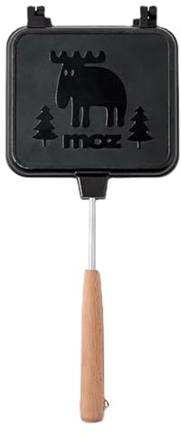 Appareil à croque-monsieur pour feu de camp - Presse à sandwich démontable légère, grill de presse de camping avec manche en bois pour bacon et œuf au fromage
