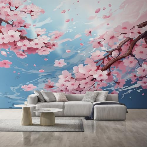 Generico Carta da Parati Fiori di Ciliegio, 500X350cm, Carta da Parati Tessuto Non Tessuto Fiori di Ciliegio Giapponese, Camera da Letto Decorazioni Parete Soggiorno Decorazione Cucina Décor D29