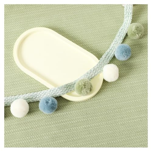 GreatRise 12 Meter Bunt Pompons Dekoband Pom Poms Borte zum Nähen Pompom Fransen Zierband Bommelborte Bommelband Bälle Fransenband für DIY Basteln Kostüme Kleidung Vorhang Zuhause Dekoration Blau