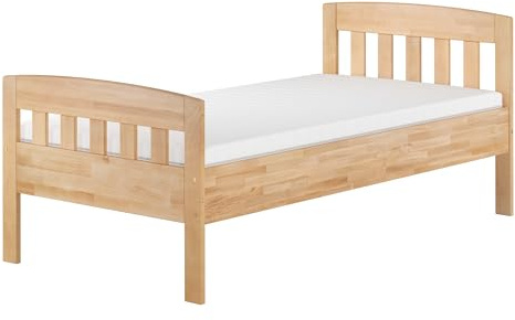 Erst-Holz®Seniorenbett Einzelbett Gästebett Buche massiv 100 x 200 cm ZeitlosFederholzrahmen und Matratze inkl.
