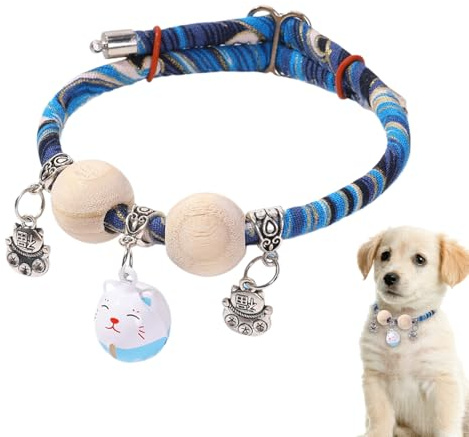 Dopsyesn Collars for Cats | Kitten Collar with Cedar Bead | All-Day Wear Animals Adjustable Necklace Aesthetic for Photography Training Travel Walking Holiday Yard