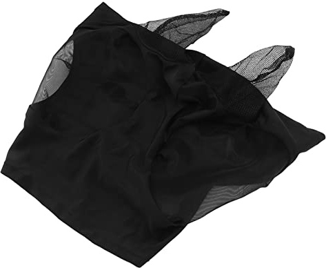 Depisuta Elastisk Horse Mesh Flugmask med öronskydd, Anti-Flyworms Horse Face Mask, Bekväm Att Bära, Lämplig för Kortbenta Hästar, Hudvänlig, 1 Förpackning (Svart)