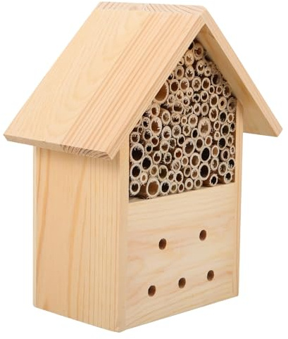 MINAOLULUS Holz Bienenhaus Hängend 22x6x24,5cm Wetterfestes Naturholz Nistkasten für Garten Outdoor Bienenzubehör