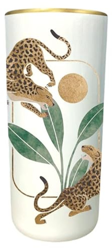 AcaciaHome Stylish & Durable 18-Inch Leopard Safari Ceramic Umbrella Stand, Vintage-Inspired Glazed Ceramic, Organizes Umbrellas & Canes, Adds Safari Charm to Home, Office, Hallway, Entryway