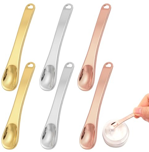 6 PCS Mini Metal Makeup Spatula, Skincare Scoop Applicator Reusable Cosmetic Cream Spatulas Spoon Multi Functional Beauty Spatulas Creams Spatula for Face Mask Cream Lotions Moisturizer