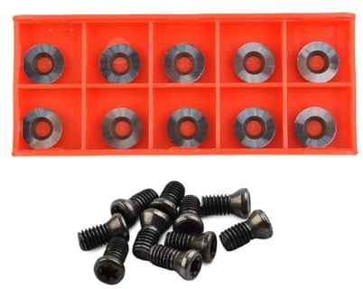 10 piezas de insertos redondos de carburo de 30 grados de 12 x 2,5 mm para torneado de madera, cuchillas de torno de repuesto con agujero avellanado para herramientas de acabado Ci3 y cepilladora