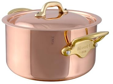 Mauviel 6722.2 M'Heritage M'150B Copper Stewpan with Lid 3.5 QT- 7.9, Bronze Handle