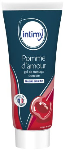 INTIMY - Gel de Massage - Parfum Pomme d'Amour - Plaisirs Sensuels et Gourmands - Sensation Douceur - Non gras, ne tache pas, ne colle pas - 200 mL - Fabriqué en France