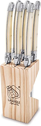 Laguiole Style de Vie coltelli da Bistecca Premium Line, 6 Pezzi, 1,8mm Spessore, Colore Madreperla