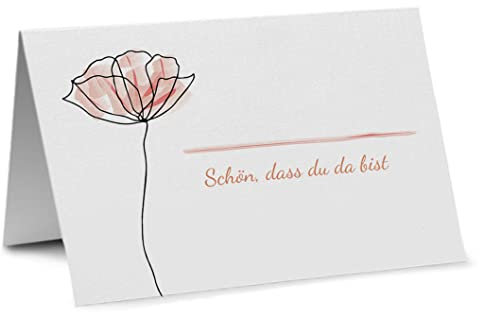 Partycards 50 Tischkarten/Platzkarten DIN A7 für Hochzeit, Geburtstag, Kommunion, Taufe (DIN A7, Blüte Wasserfarben)