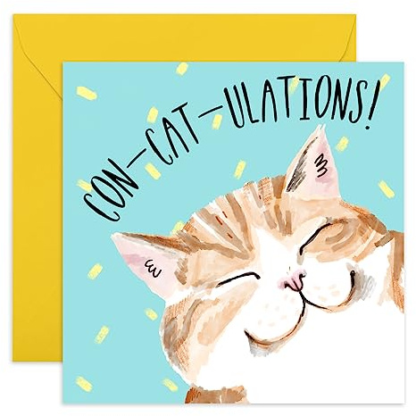 Central 23 Glückwunschkarte für Frauen oder Mädchen Con-Cat-Ulations - Geburtstagskarte für Sie - Lustige Karte für Geburtstage oder Feiern - Happy Birthday Karte für Frau - Birthday Card