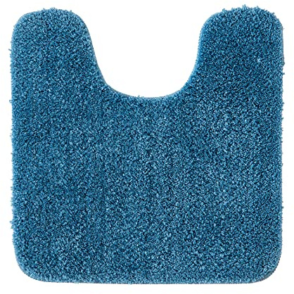 MIULEE Tappeto Bagno per WC a U 45x45cm Blu - Tappetino Bagno Assorbente, Antiscivolo, Morbido Peluche | Tappeti per Bagno con Ritaglio per Toilette