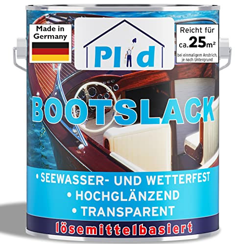 PLID® Bootslack Farblos Glänzend für Holz - Klarlack Holz Wasserfest - Küchenarbeitsplatte lackieren - Lack für Parkett, Treppen, Gartenmöbel und Theken - Holzlack Yachtlack - Made in Germany 2,5l