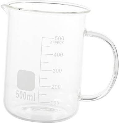 iplusmile 500ML Glass Measuring Cup for Lab or Kitchen, Glass Graduated Measuring Beaker with Handle with Easy Pour Spout