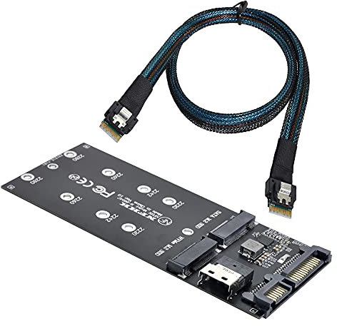 NFHK SFF-8654 Cavo e Scheda U2 Kit NGFF M-Key a Slimline SAS NVME PCIe SSD SATA Adattatore per Mainboard