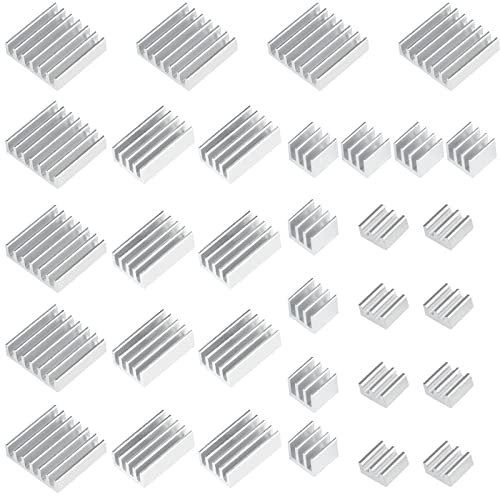32 Pcs (8 Set) Heatsink for Raspberry Pi 4B Aluminum Heatsink Cooler Cooling Kit with Thermal Conductive Adhesive for Raspberry Pi 4 Model B