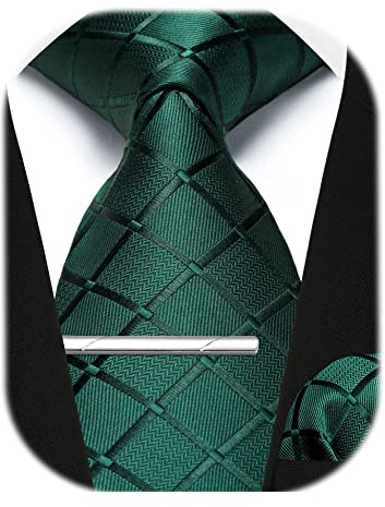 Enlision Herren Krawatten und Einstecktuch krawattenklammer Set Paisley Karierte Krawatte Taschentuch Krawattennadel Für Männer Business Hochzeit Tie Sets