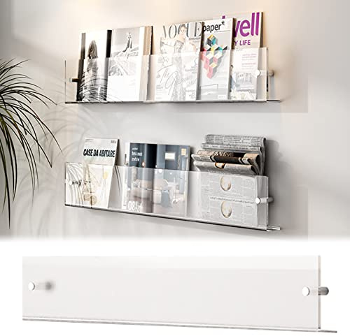 ZIMGOD Prospektständer An Der Wand Befestigter Zeitschriftenständerhalter, Klarer Prospekthalter aus Acryl, Literatur- / Dokumenten- / Aktenständer, für das Home-Wohnzimmer-Büro (Size : 40cm/15.8)