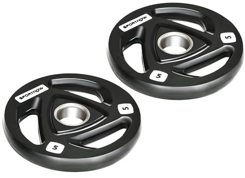 SPORTNOW Lot de 2 disques de poids olympiques de 5 kg, haltères avec revêtement en caoutchouc Tri-Grip, trous de 5,1 cm, pour la maison, la gym, l'haltérophilie, la musculation