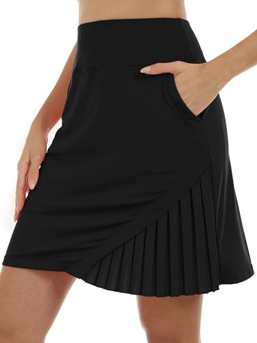 MoFiz Gonna da Tennis Donna Gonna a Pieghe con Pantaloncino per Gonne Estive Sportiva Nero XL