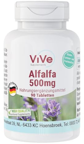 Alfalfa - 90 Tabletten - 4-fach konzentrierter Medicago sativa Extrakt - ohne Zusatzstoffe - hochdosiert und vegan | Qualität aus Deutschland von ViVe Supplements