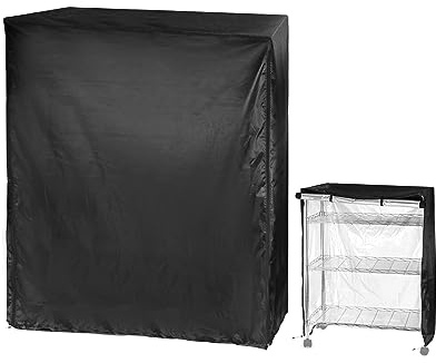 QWORK Drahtgitter-Abdeckung, 152,4 x 61 x 182,9 cm, Oxford-Stoff, hält das Regal sauber, Zuhause, Büro, Lagerung, Garage, Schwarz